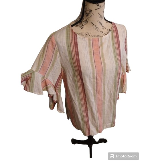 Chaps Tops - Chaps medium ruffled sleeve flared top